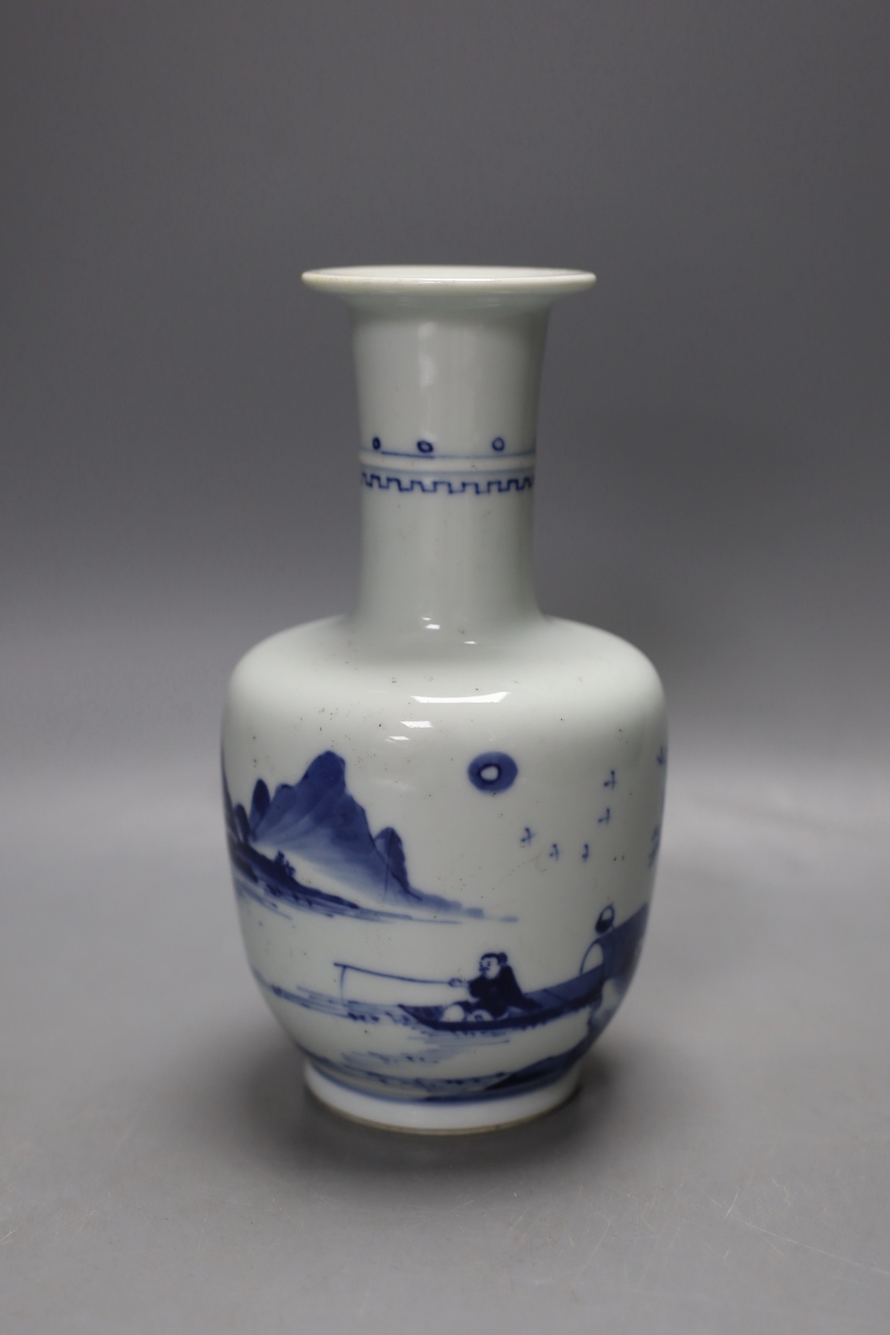 A Chinese blue and white ‘landscape’ vase, 20cm